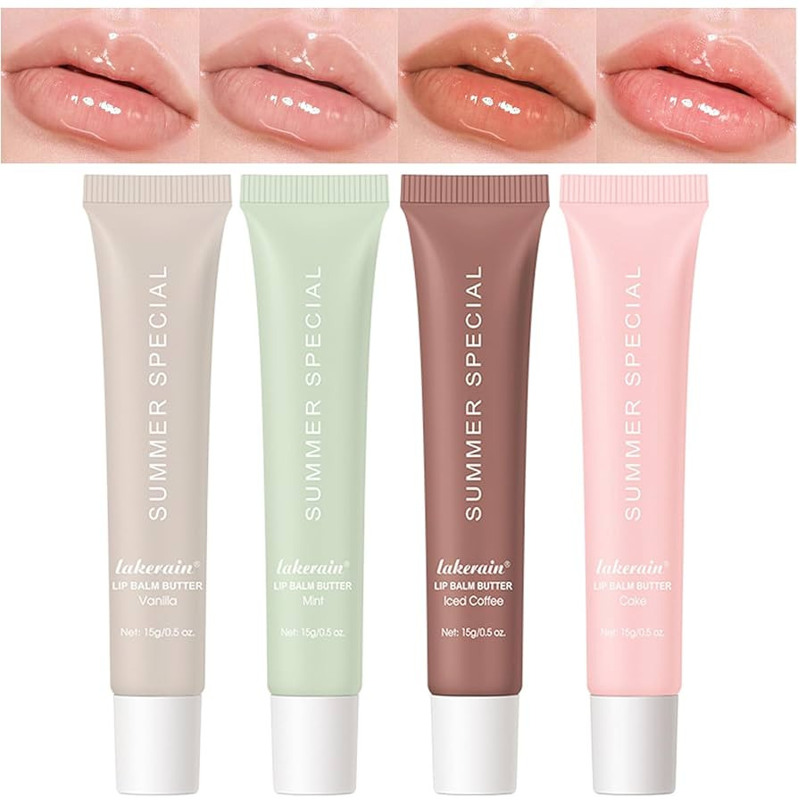 4 PCS Lip Glossy Butter Balm Set,Instant Moisture and Hydration Lip Gloss,Long-lasting Hydrating ... | Amazon (US)