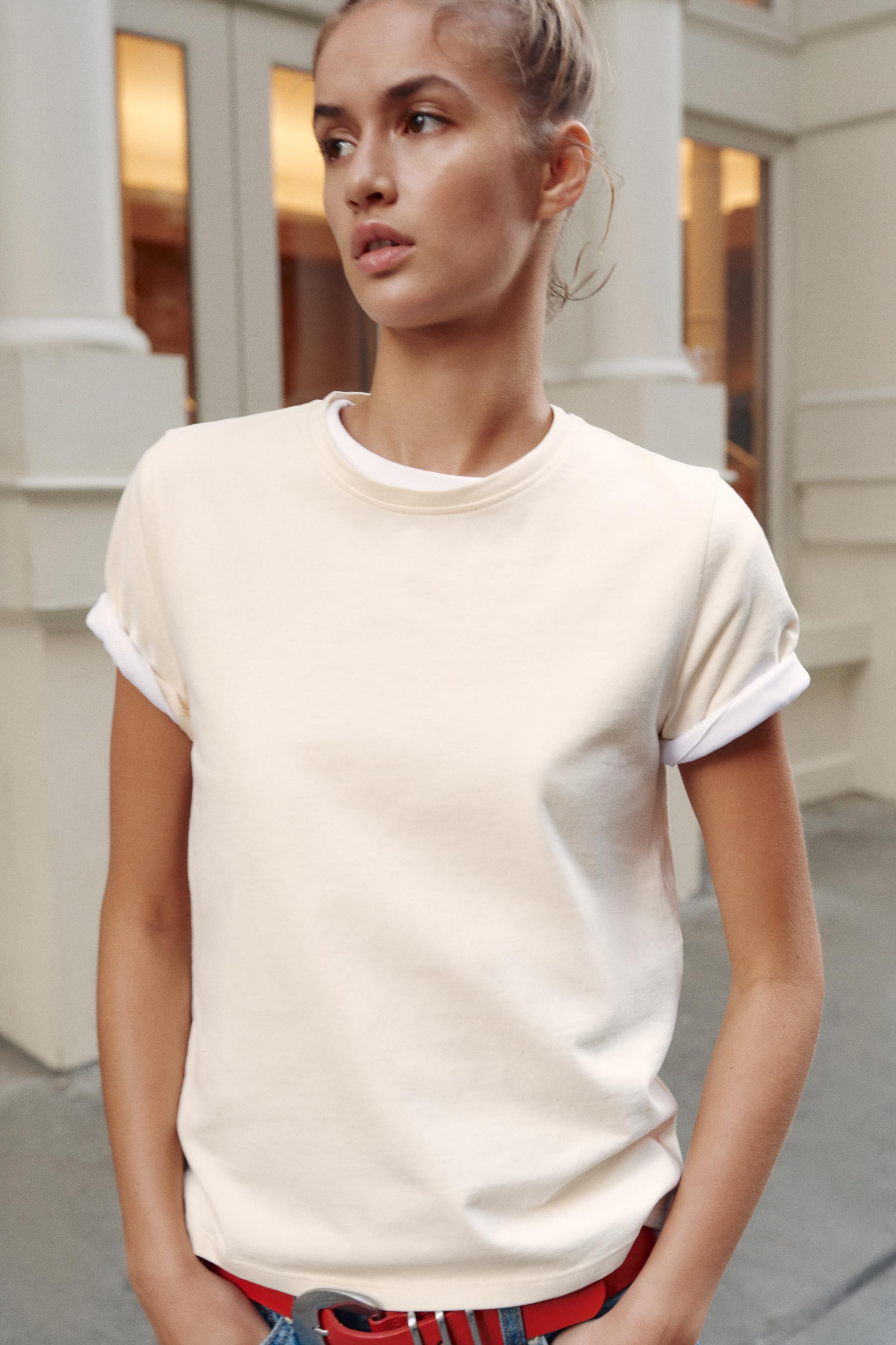Zara - Rustic Cotton T-Shirt - Women - Pink - Women | Zara US
