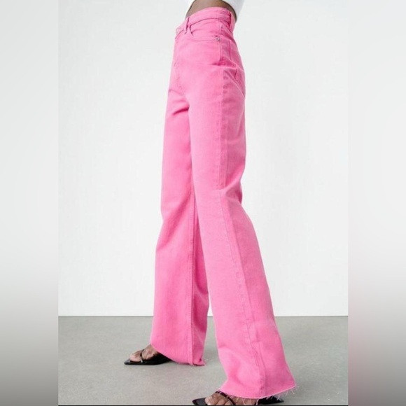 Zara Pink High Rise Wide Leg Jeans Size 8 | Poshmark