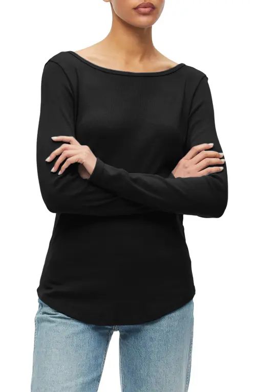 Michael Stars Amanda Long Sleeve Cotton T-Shirt in Black at Nordstrom | Nordstrom