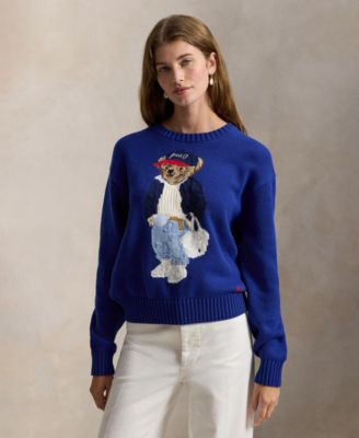 Women's Polo Bear Crew Neck Sweater | Macy's