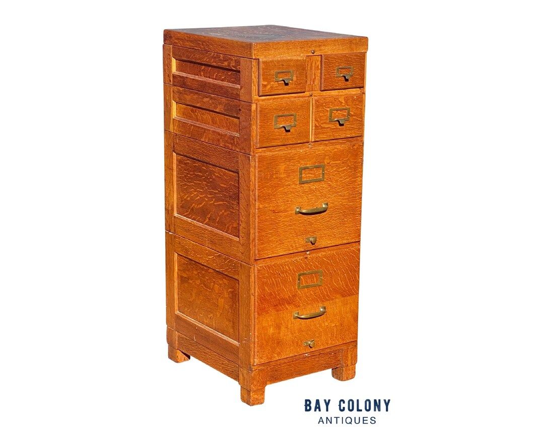 Antique Oak Stacking File Cabinet - Rare Index Drawer | Etsy (US)