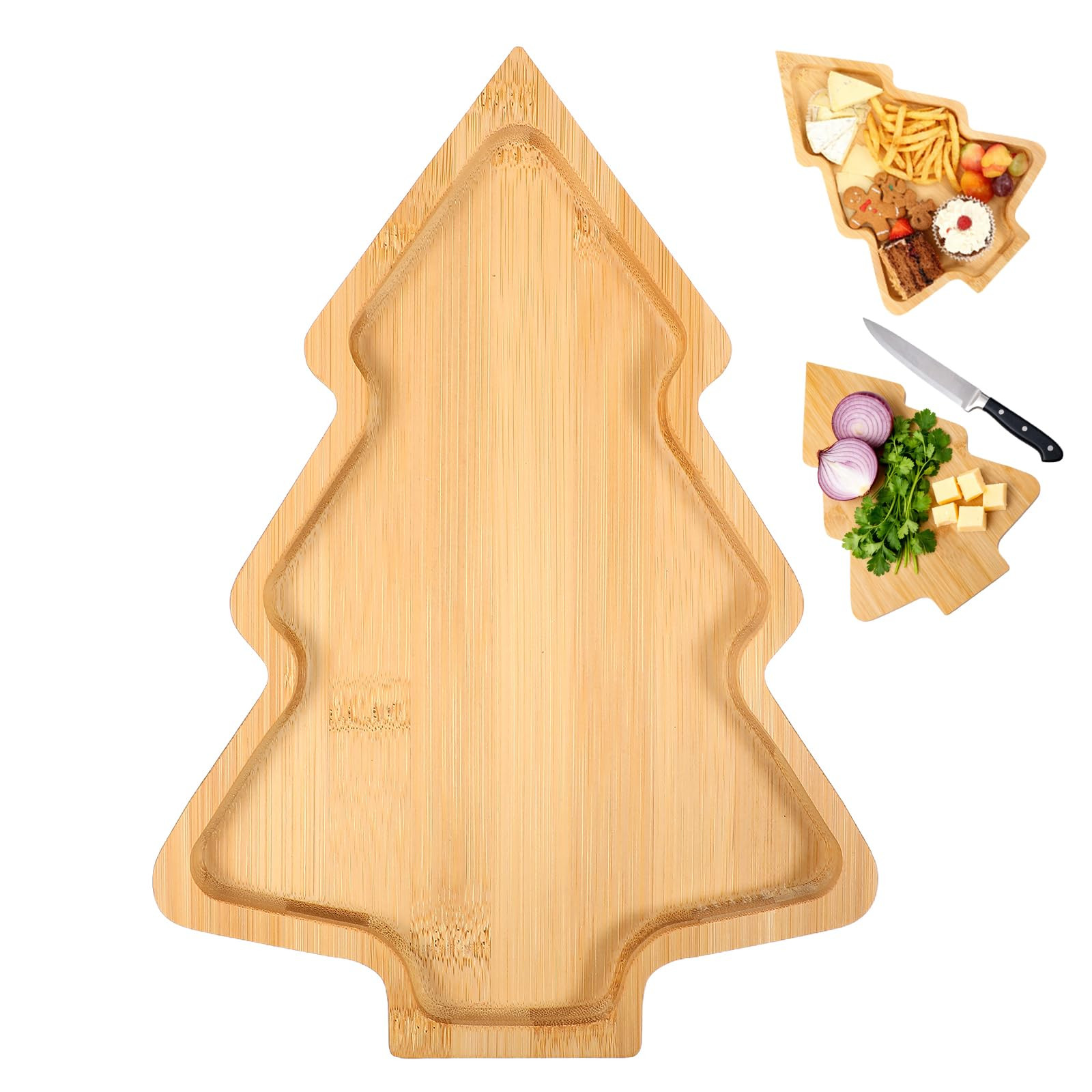 TENDYCOCO Christmas Charcuterie Board Christmas Tree Serving Tray Wood Serving Platter Dishes Che... | Amazon (US)