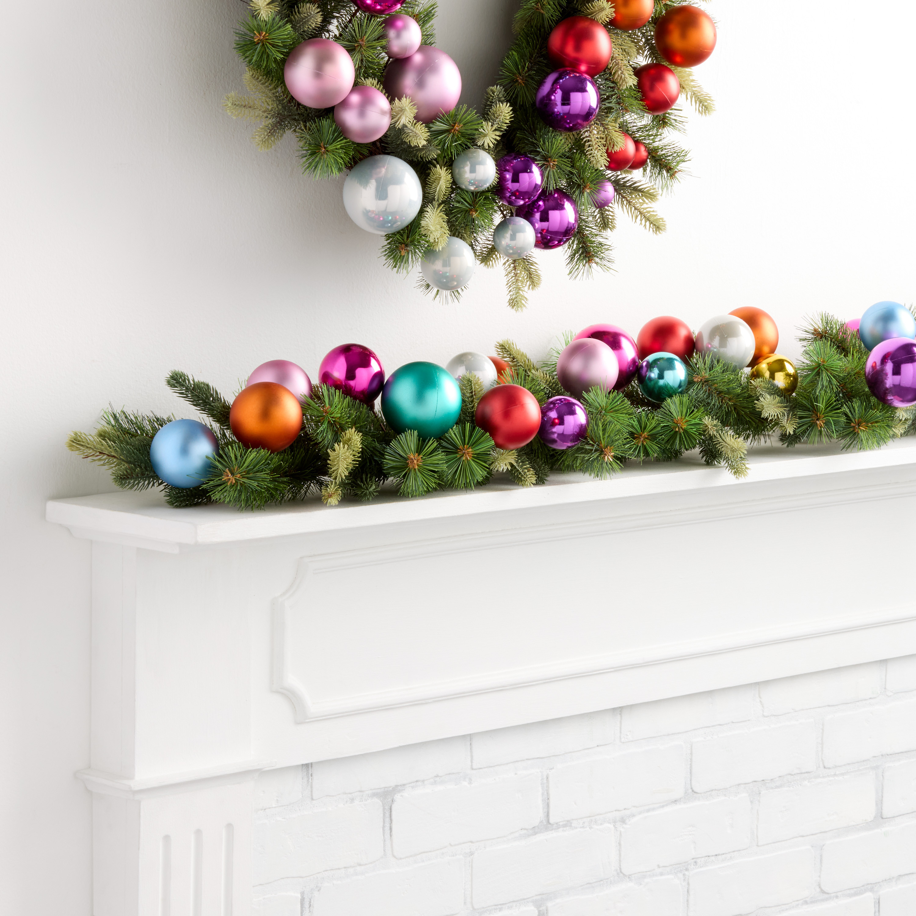 Mixed Faux Greenery with Rainbow Ornaments Decor Collection | World Market