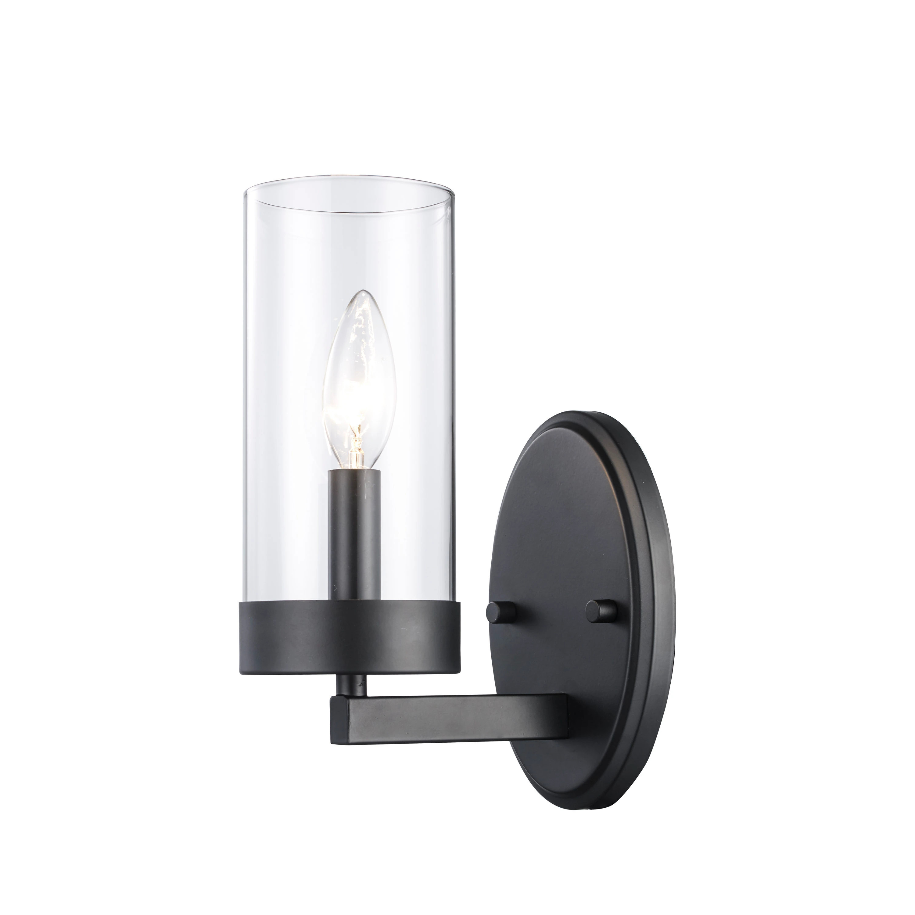 Trans Globe Meadowlark, 1-Light, Cylindrical Clear Glass, Wall Sconce. Black Metal Finish. | 71731 BK | Lowe's