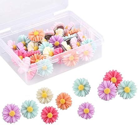 Amazon.com : 30 Pieces Flower Pushpins Flower Thumb Tacks Decorative Floret Push Pins Colorful Fl... | Amazon (US)