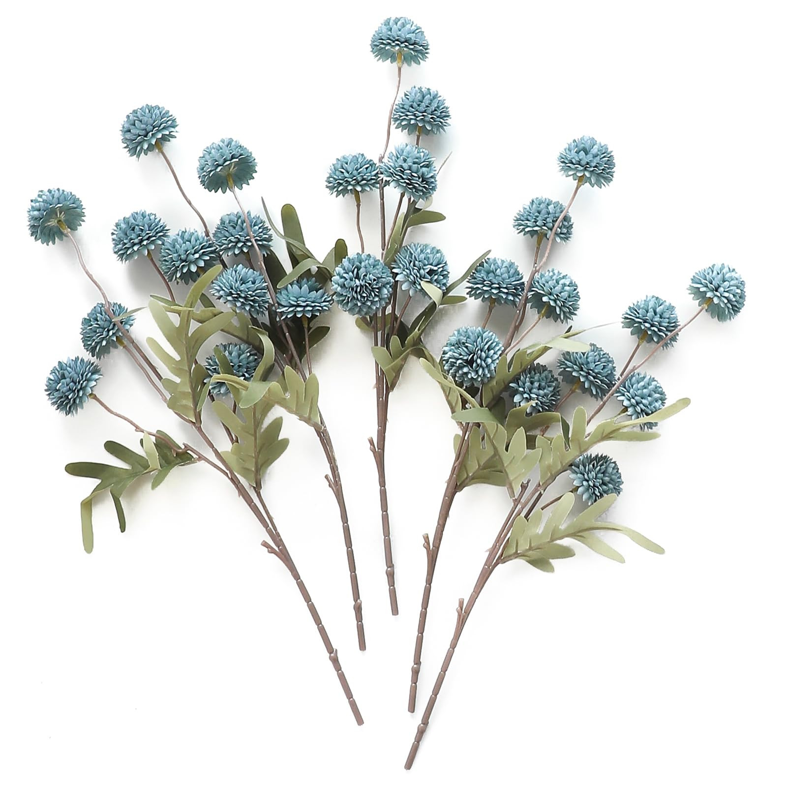 Floroom 5pcs Dusty Blue Faux Silk Mums Artificial Flowers, Bulk Fake Small Mini Chrysanthemums wi... | Amazon (US)