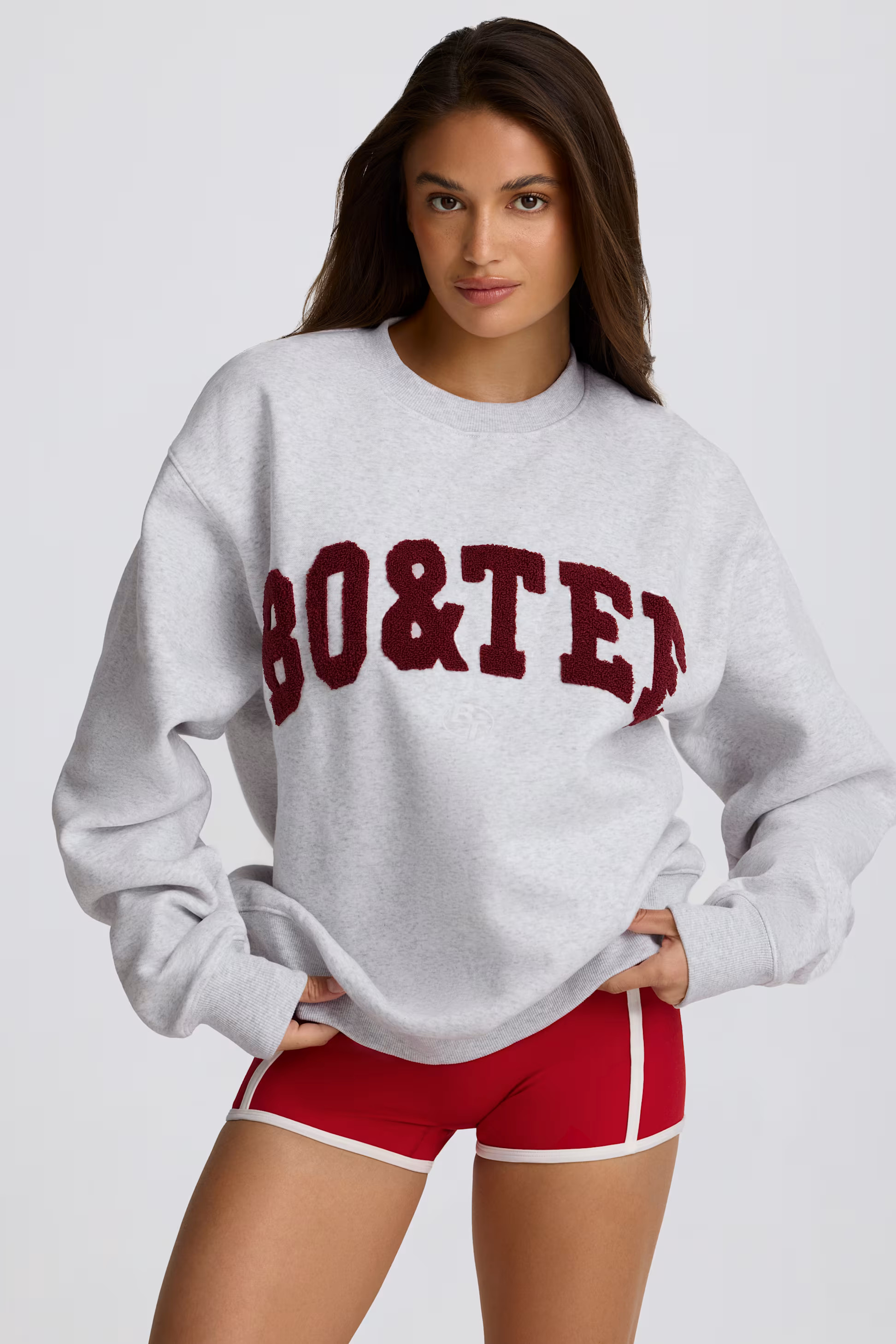 Heavyweight Cotton Oversized Crew-Neck Sweatshirt in Heather Grey | Bo&Tee