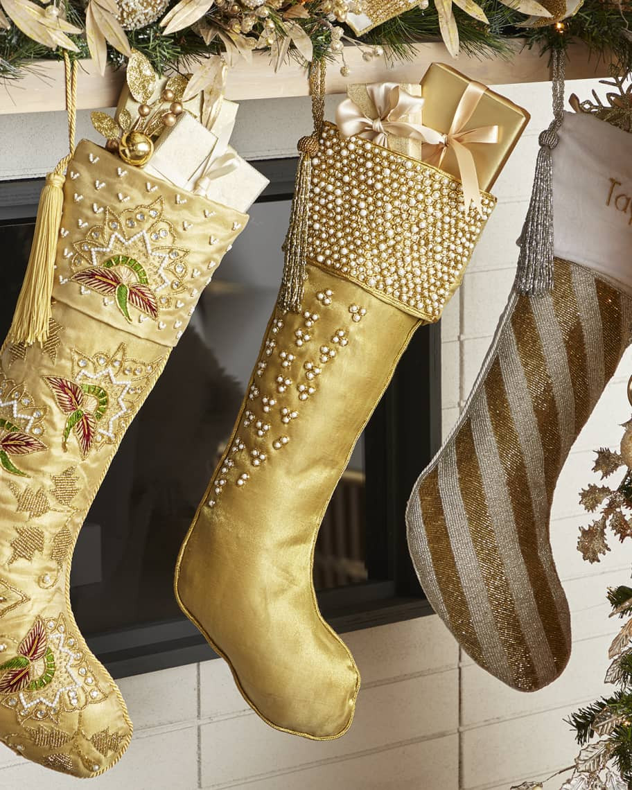 Sudha Pennathur 23" Gold Pearl Tissue Stocking | Neiman Marcus