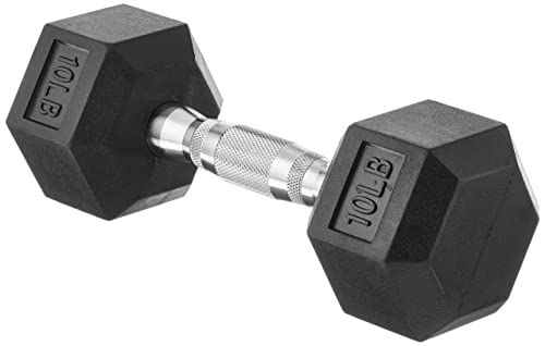 Amazon Basics Rubber Encased Exercise & Fitness Hex Dumbbell, Single, Hand Weight For Strength Tr... | Amazon (US)