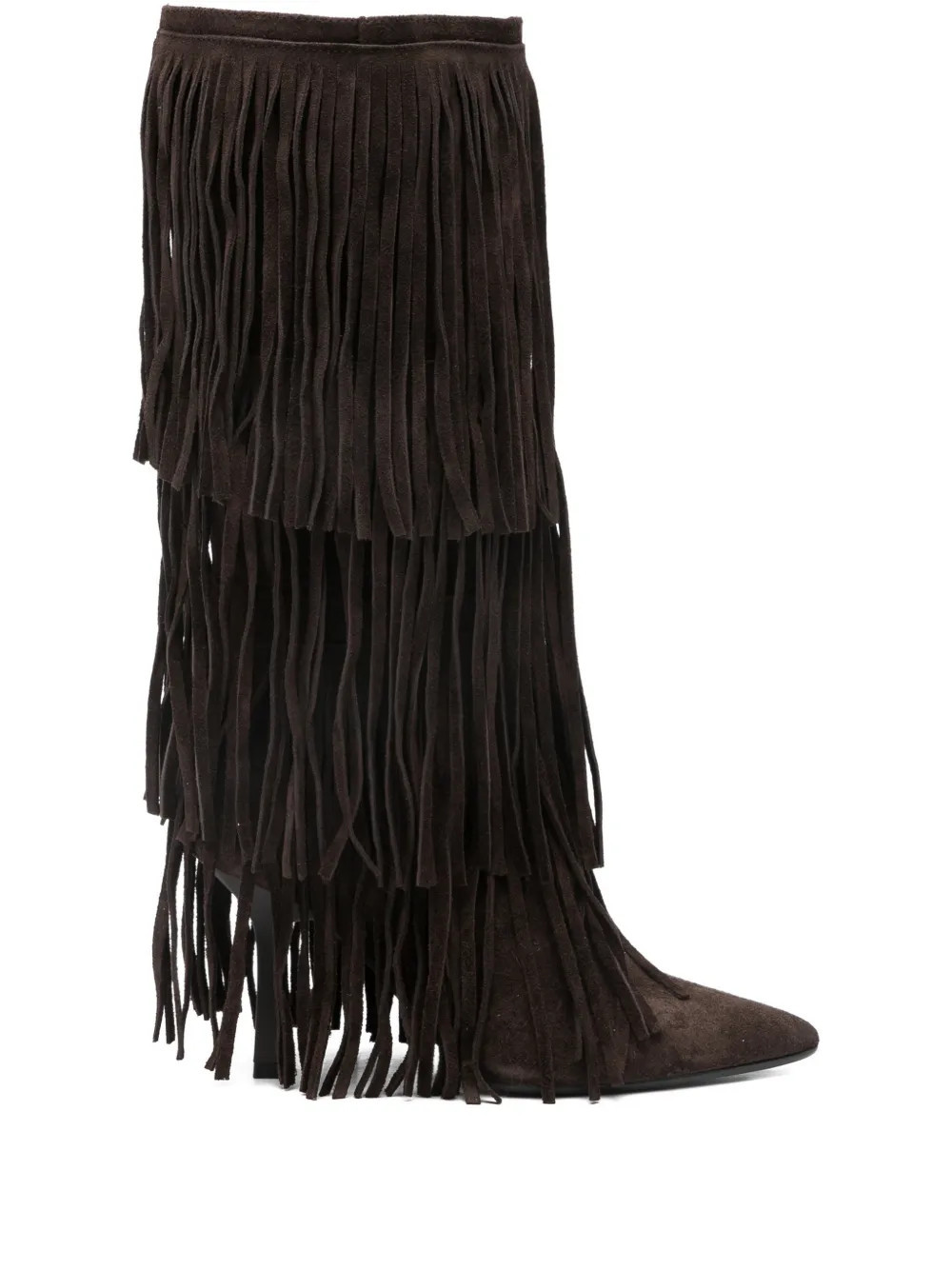 Gisel Moire George fringed boots - Brown | Farfetch Global