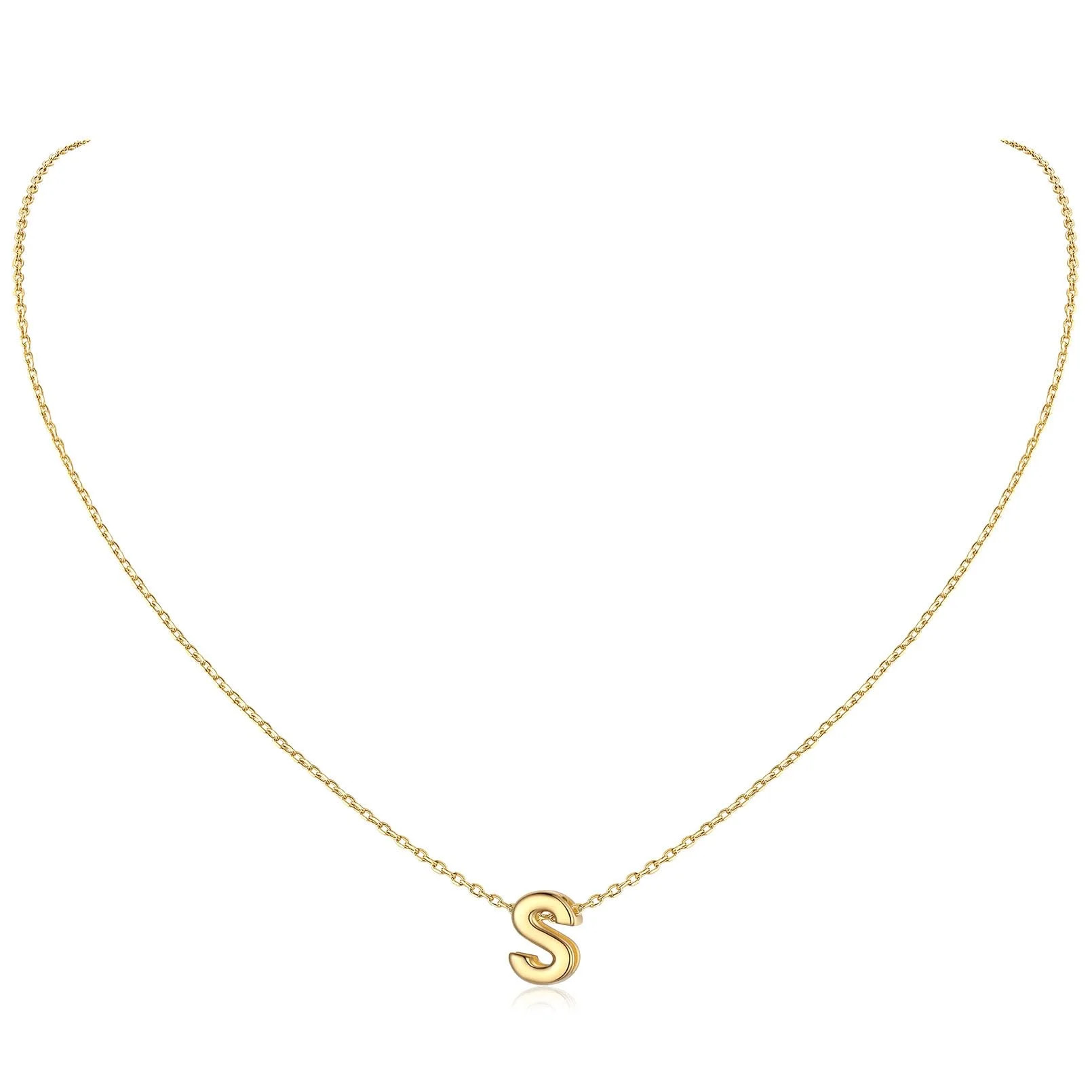 ChicSilver 14K Yellow Gold Plated Initial Necklaces for Women Alphabet S Pendant Gold Letter Neck... | Walmart (US)