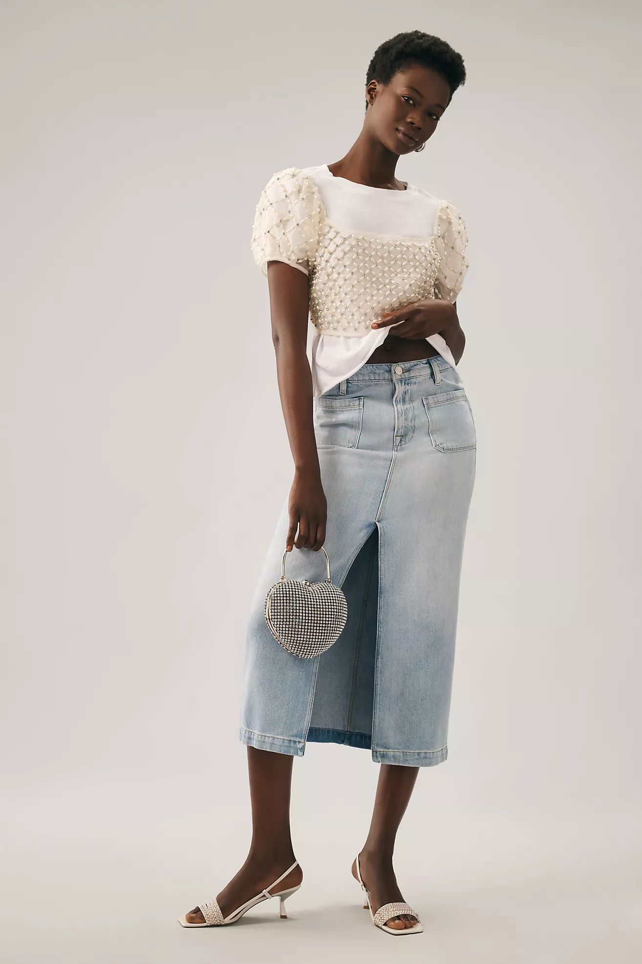 Frame Le Bardot Midi Denim Skirt | Anthropologie (US)