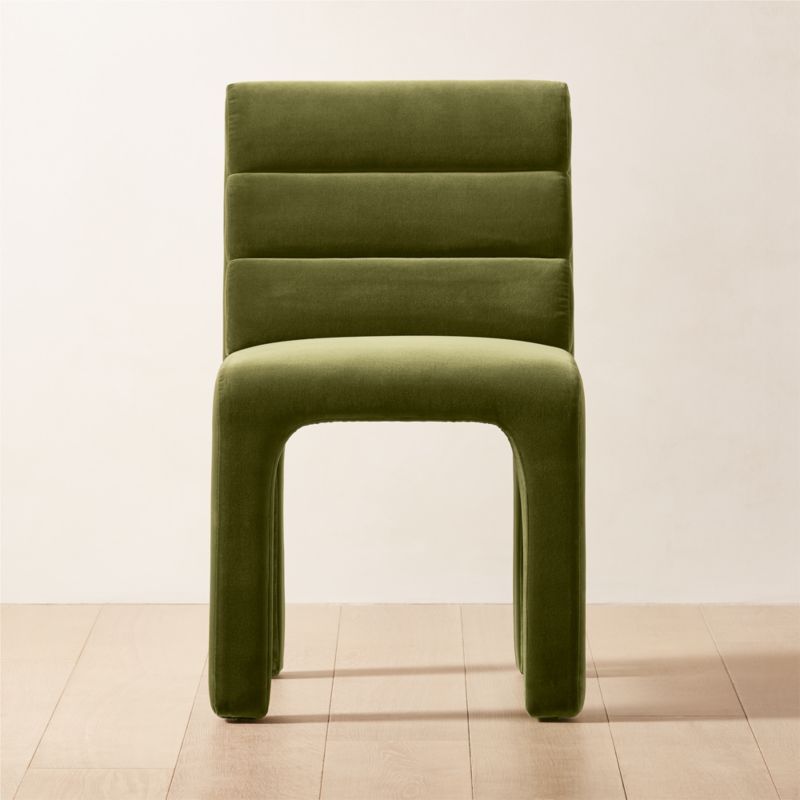 Castell Modern Green Velvet Channel Tufted Dining Chair | CB2 | CB2