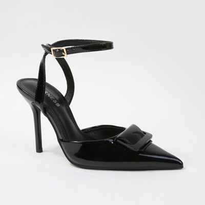 Berness Women's Cindee Patent Buckle Pointed Toe Stiletto Heels Black 5.5 | Target