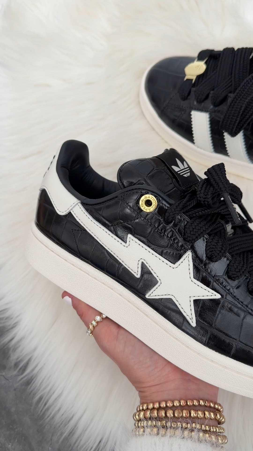 Adidas campus bape black star sneakers run true to size. Looks like golden goose sneakers 
