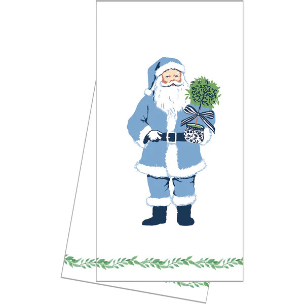 WH Hostess Cotton Tea Towel | Blue Santa Claus | WH Hostess Social Stationery