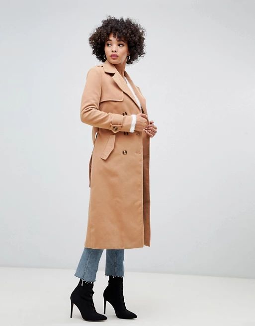 Missguided trench coat in camel | ASOS UK