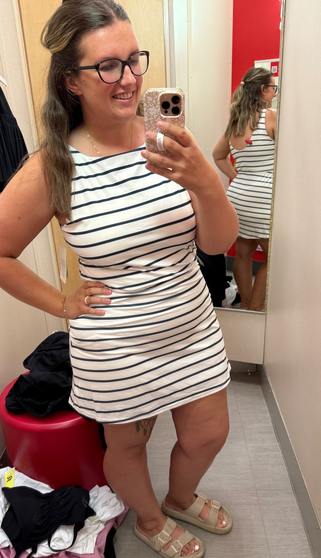 Dress: xxl 
Has shorts that pull down! V helpful 

#LTKSeasonal #LTKActive #LTKMidsize