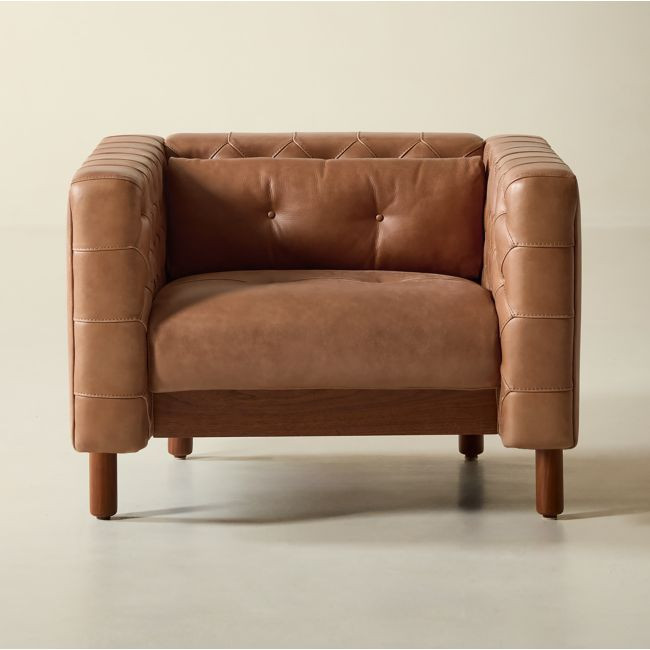 Marconi Tufted Saddle Leather Accent Chair by Gianfranco Frattini | CB2
