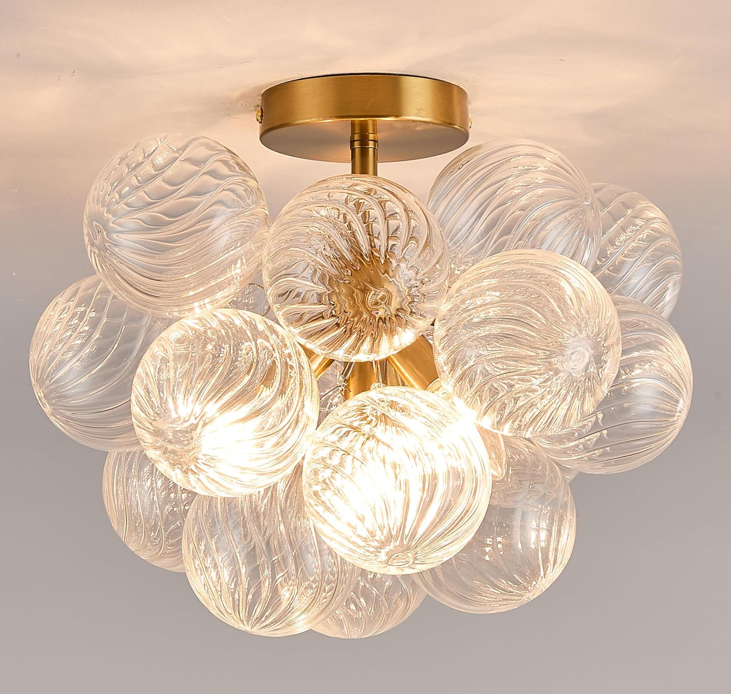Surpars House Chandelier 4 Lights Bubble Pendant Light (Clear Balls Flush Mount) | Amazon (US)