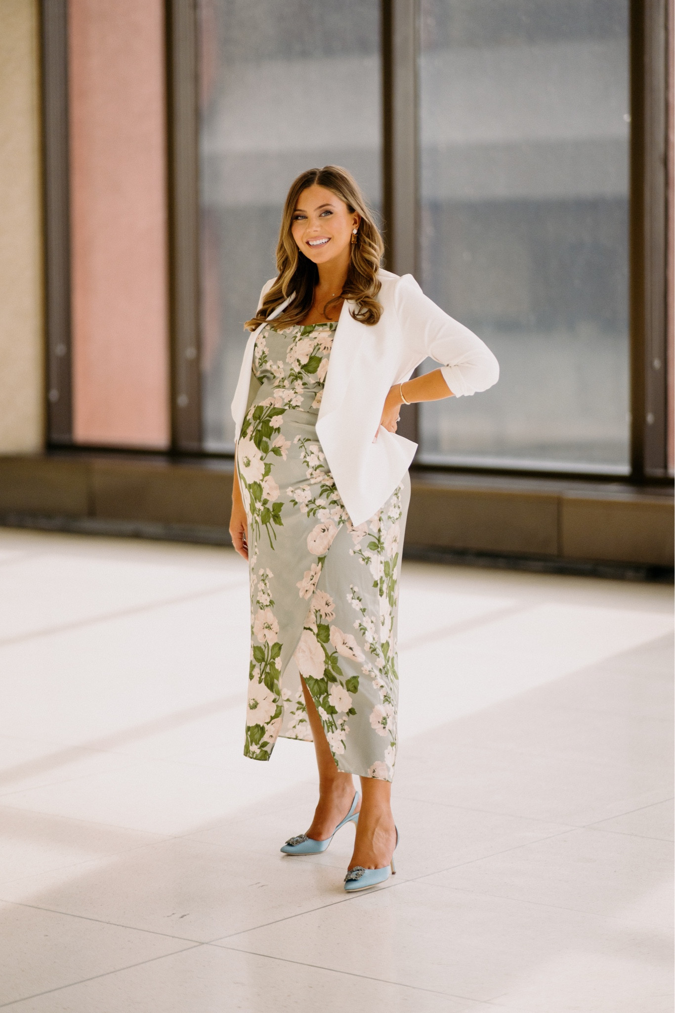 wearing size 18 in dress / 16 in blazer - non-maternity baby shower outfit 

#LTKstyletip #LTKbump #LTKcurves