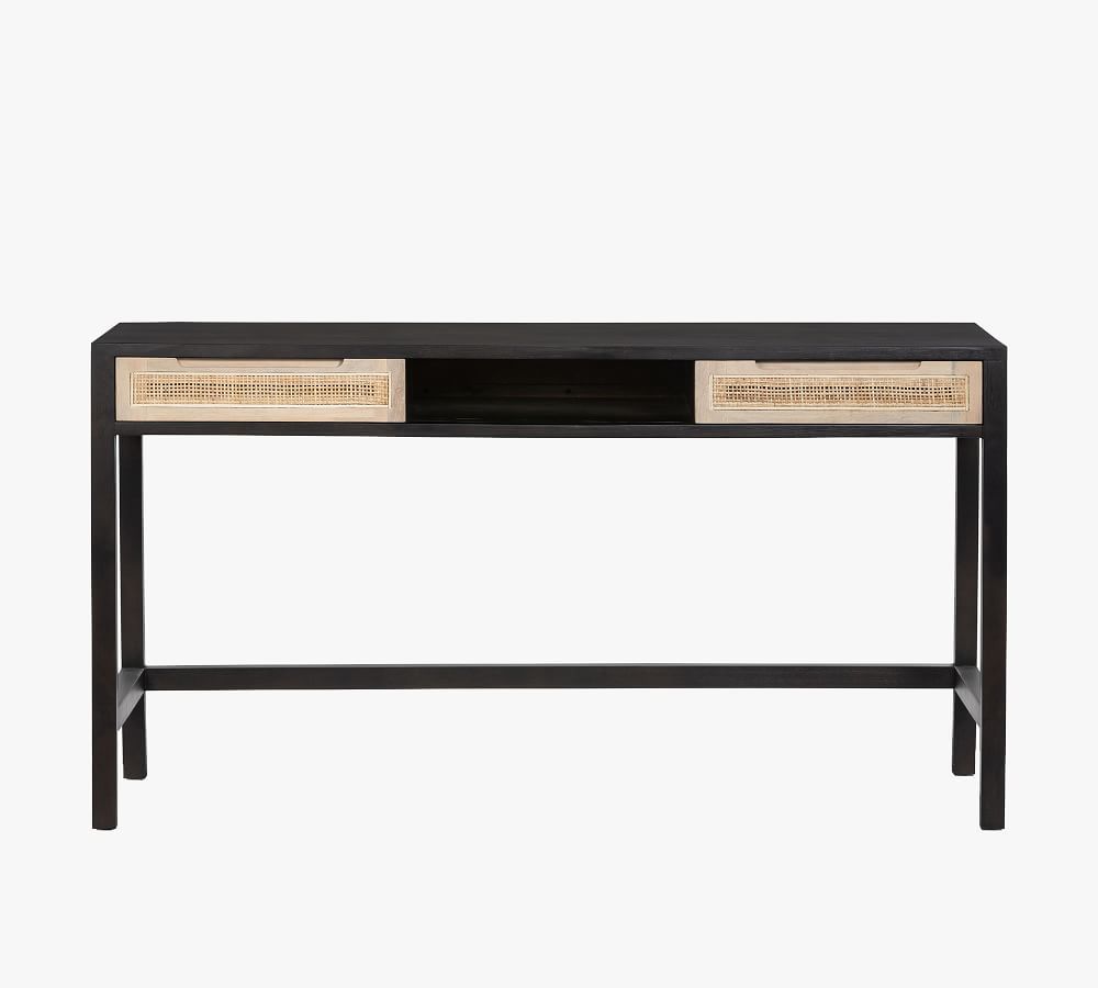 Dolores 58" Cane Writing Desk with Drawers | Pottery Barn (US)