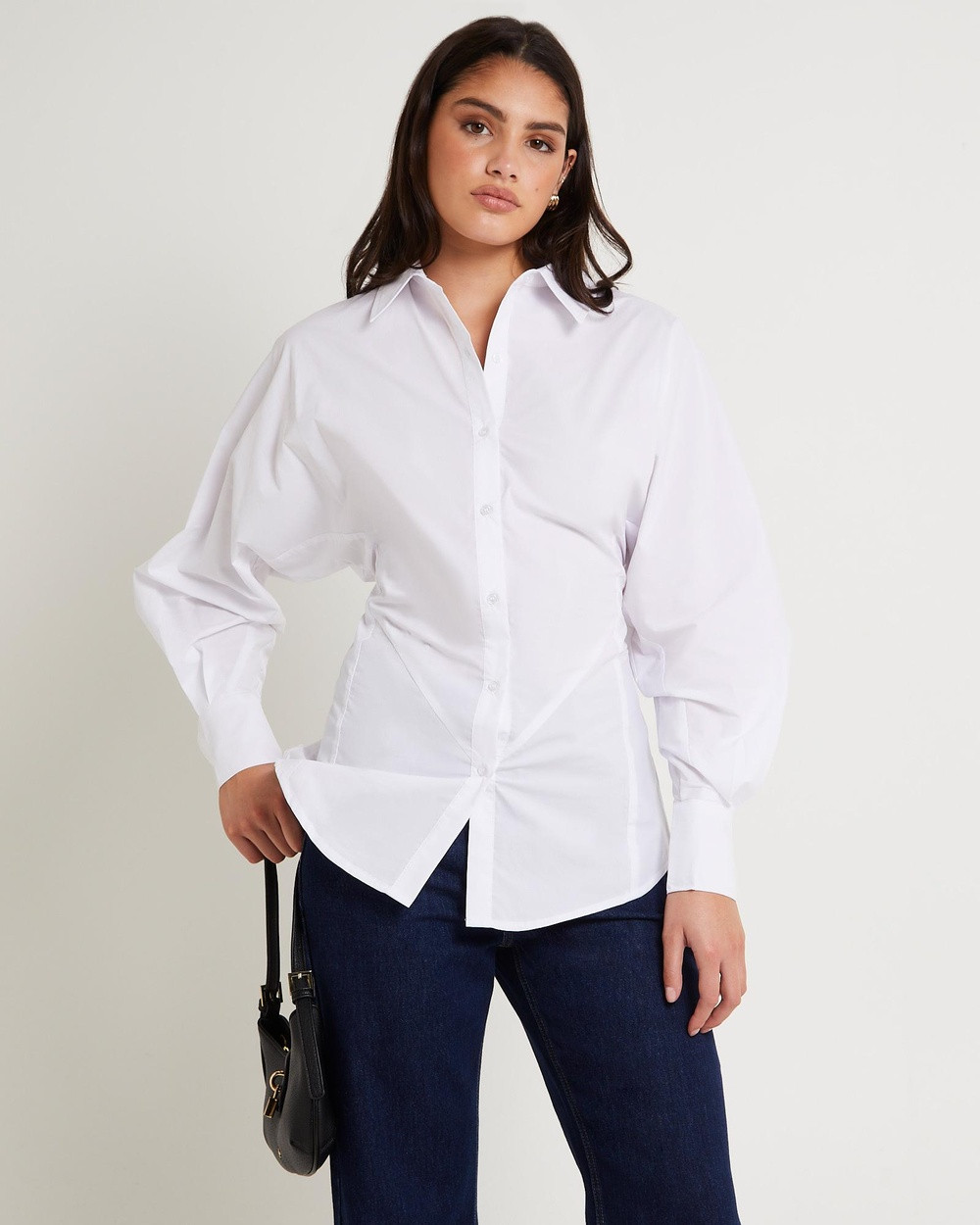 Alice In The Eve - Cinched Longline Shirt - Tops (WHITE) Cinched Longline Shirt | THE ICONIC (AU & NZ)