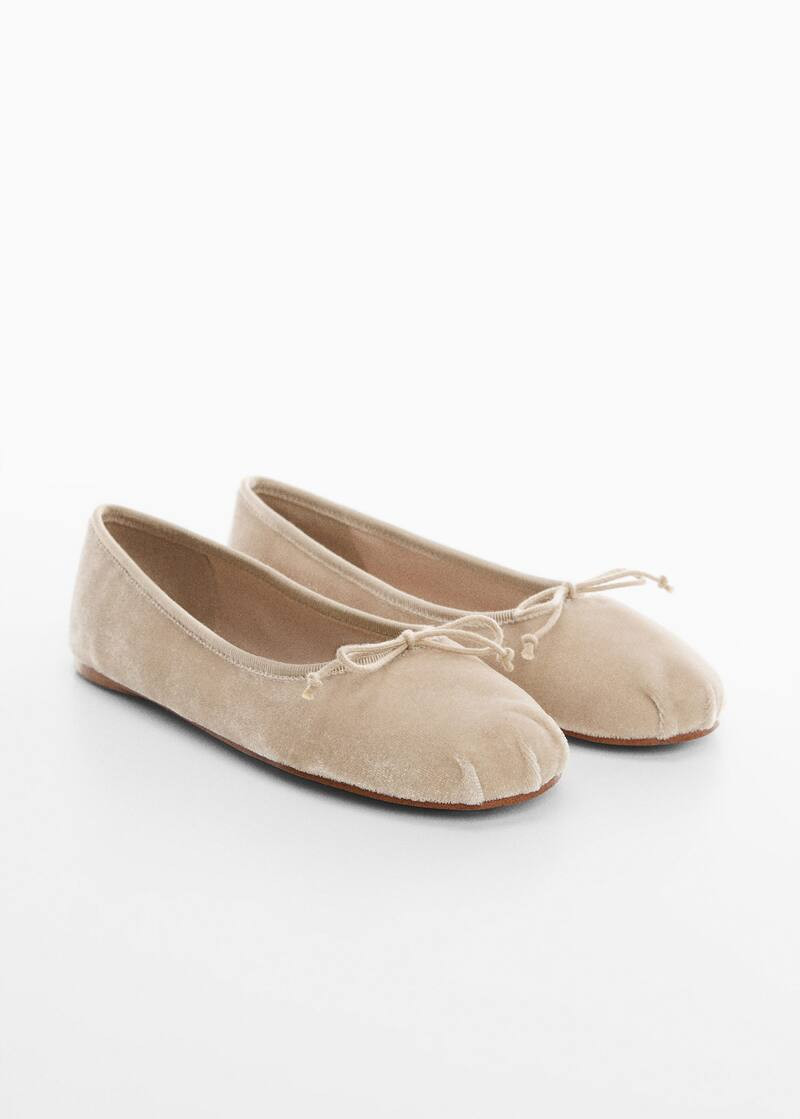 Ballerina shoes with velvet bow -  Women | Mango USA | MANGO (US)