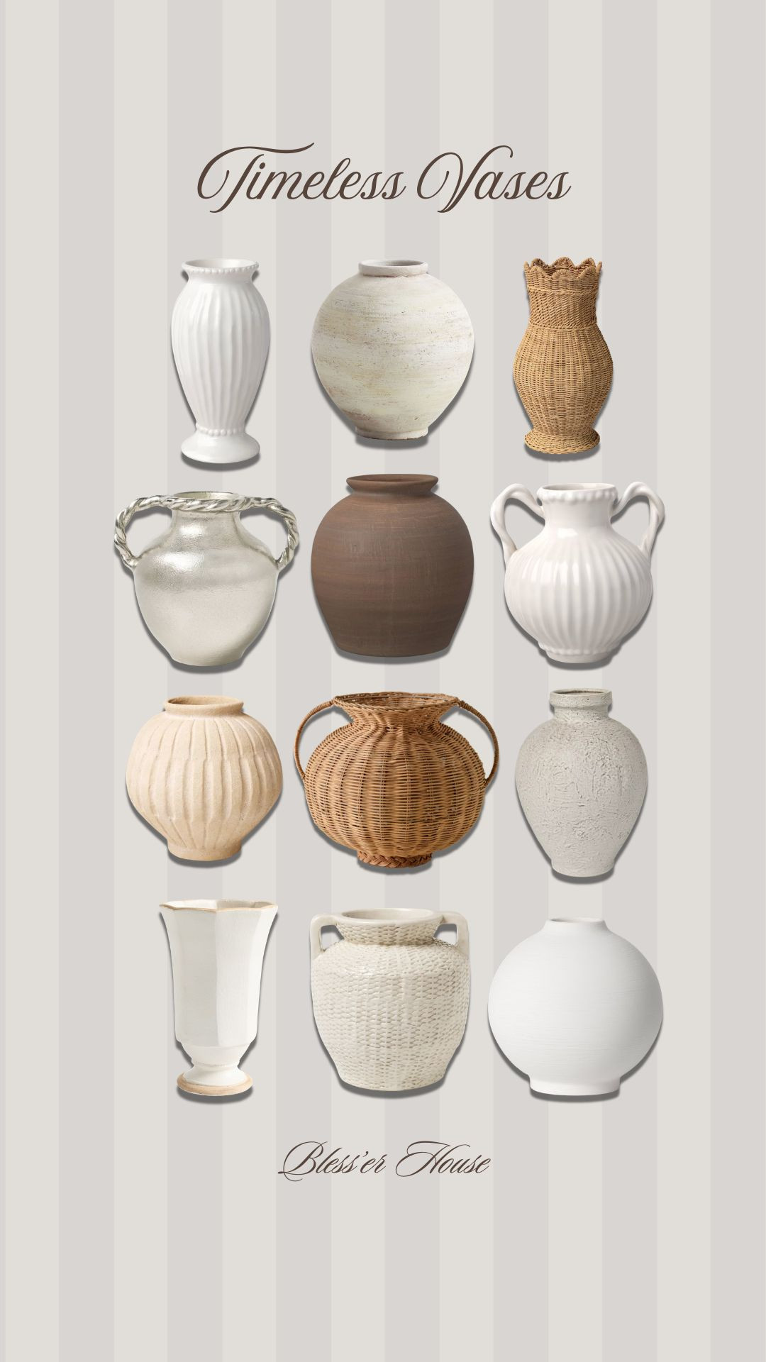 Refresh with a new vase! 

Silver vase, wicker vase, ceramic vase 

 

#LTKSeasonal #LTKHome