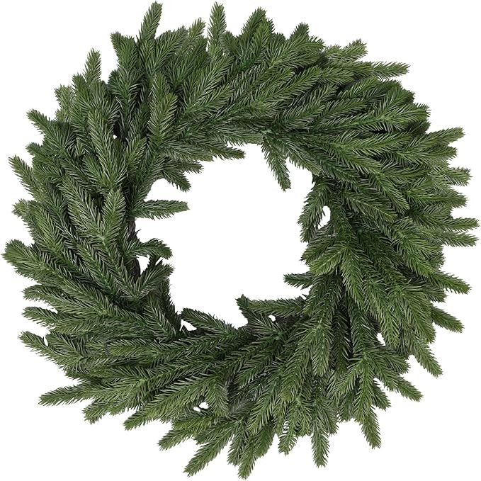 22 Inch Real Touch Christmas Wreath, Natural Droopy,Soft Bendable Faux Cedar Wreath, Christmas Wr... | Amazon (US)