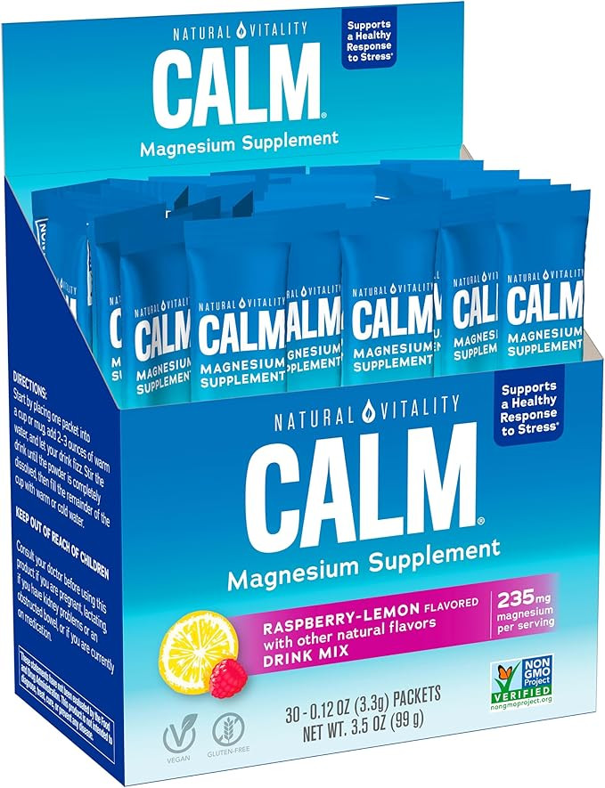 Natural Vitality Calm, Magnesium Citrate Supplement, Anti-Stress Drink Mix Powder - Gluten Free, ... | Amazon (US)