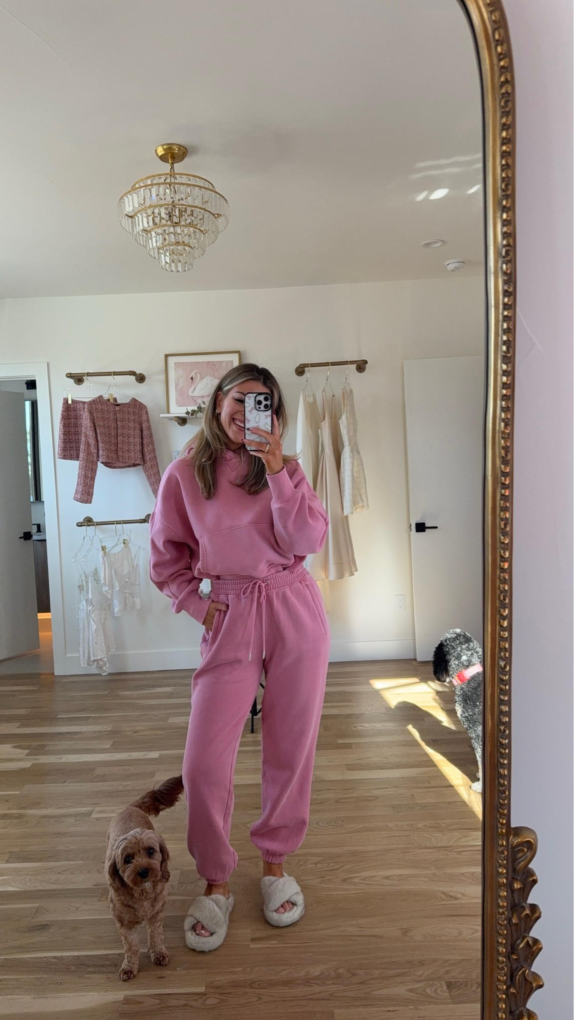 Pink sweatshirt and pants from Abercrombie Valentine’s Day at home loungewear look 

Wearing a small in top and medium in pants. 

Divi code: Emerson 

#LTKFindsUnder100 #LTKStyleTip #LTKSeasonal