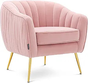 Artechworks Velvet ModernTub Barrel Arm Chair Upholstered Tufted with Golden Legs Accent Club Cha... | Amazon (US)
