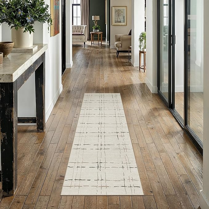 Beige Washable 2x6 Runner Rug for Hallways Neutral Modern Long Carpet Non-Slip Low Pile Soft Indo... | Amazon (US)