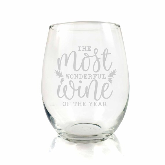 The Most Wonderful Wine Of The Year Stemless Wine Glass - Christmas Wine Glass, Christmas Gift, H... | Etsy (US)