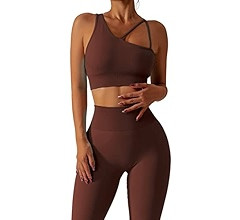 QINSEN Workout Sets for Women Seamless Sports Crop Tops High Waisted Leggings Two Piece Outfits | Amazon (US)
