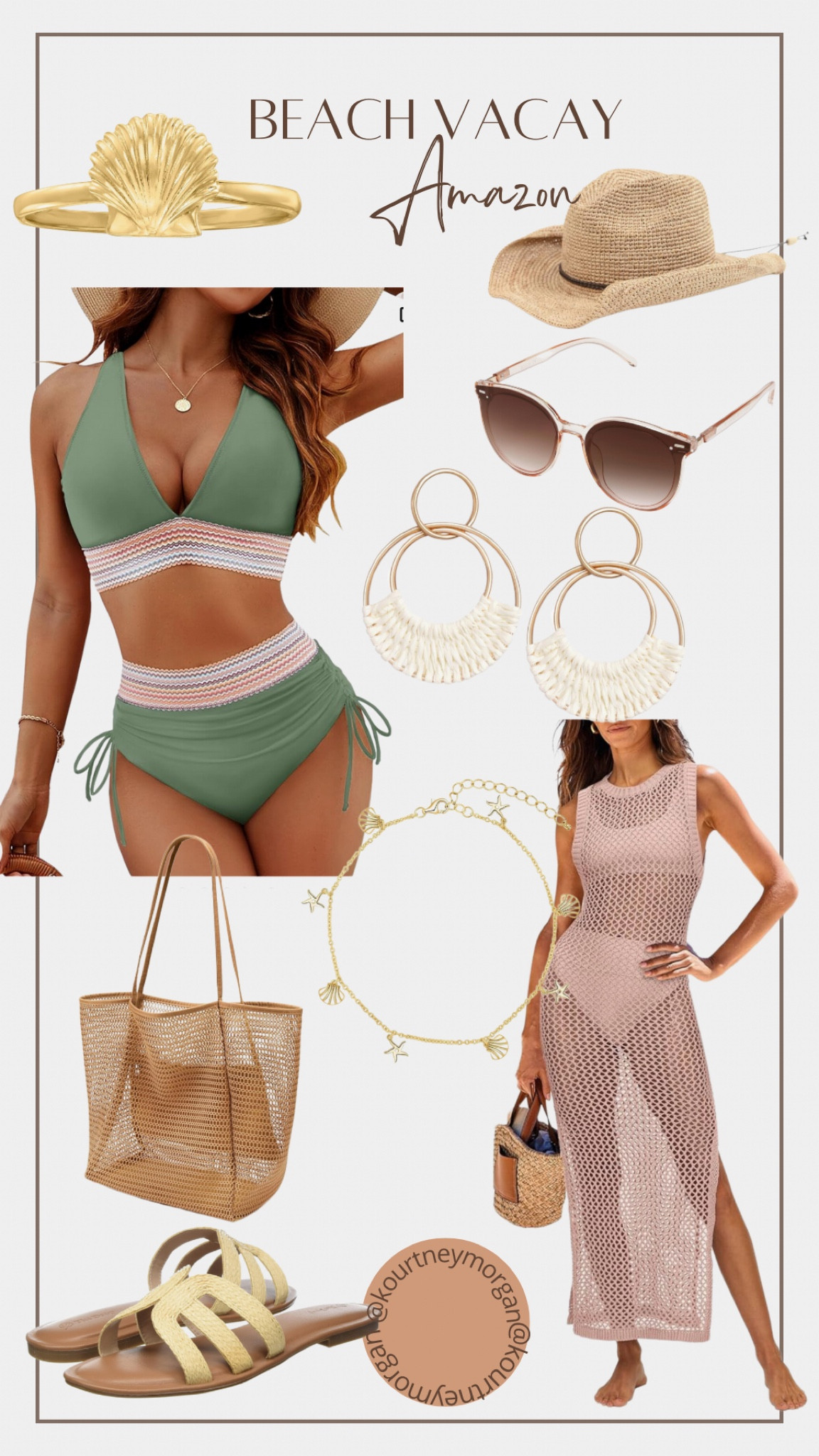 Beach vacation essentials 
Full coverage swim suit 
Sandals, sunnies, beach hat, beach cover up, pool cover up 

#LTKmidsize #LTKswim #LTKtravel