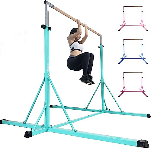 FC FUNCHEER Gymnastics bar,5FT/6FT Horizontal Bars, Adjutable Gymnastic Bar for Kids Ages 5-20, 35.4" to 59"/45" to 71", Weight Limit 500 LBS,Home Gym Equipment (Bar, Teal, 6FT) | Amazon (US)