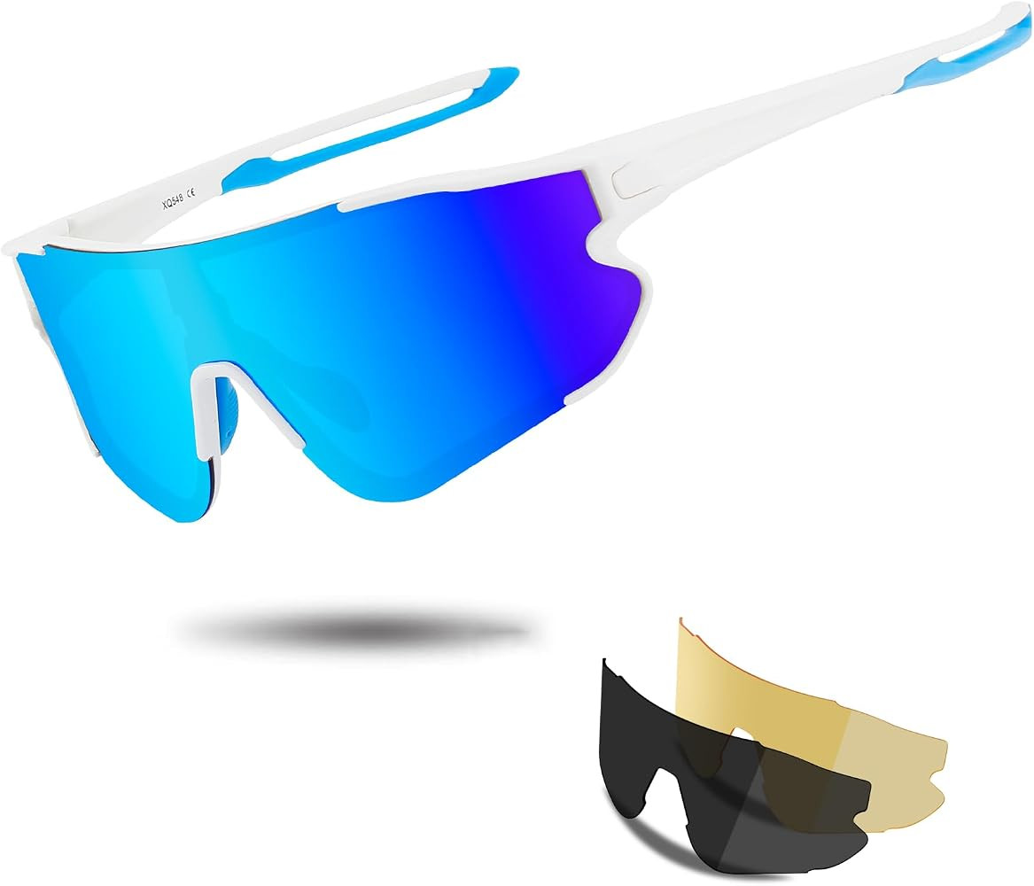 Sports Sunglasses Cycling Sunglasses for Men Women with 1 or 3 Interchangeable Lenses Baseball Gl... | Amazon (US)