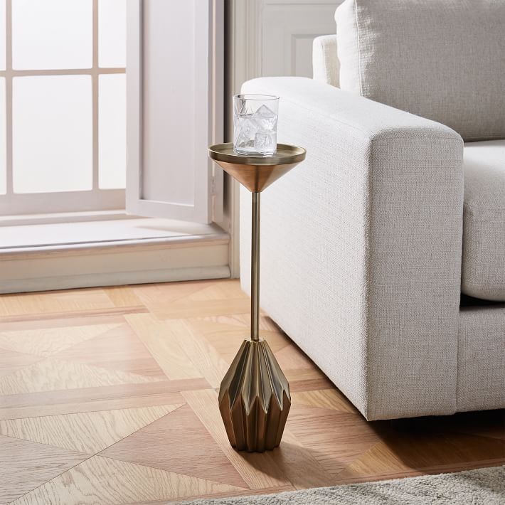 Faceted Brass Drink Table (7.5") | West Elm (US)