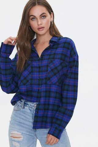 Plaid Curved-Hem Shirt | Forever 21 (US)