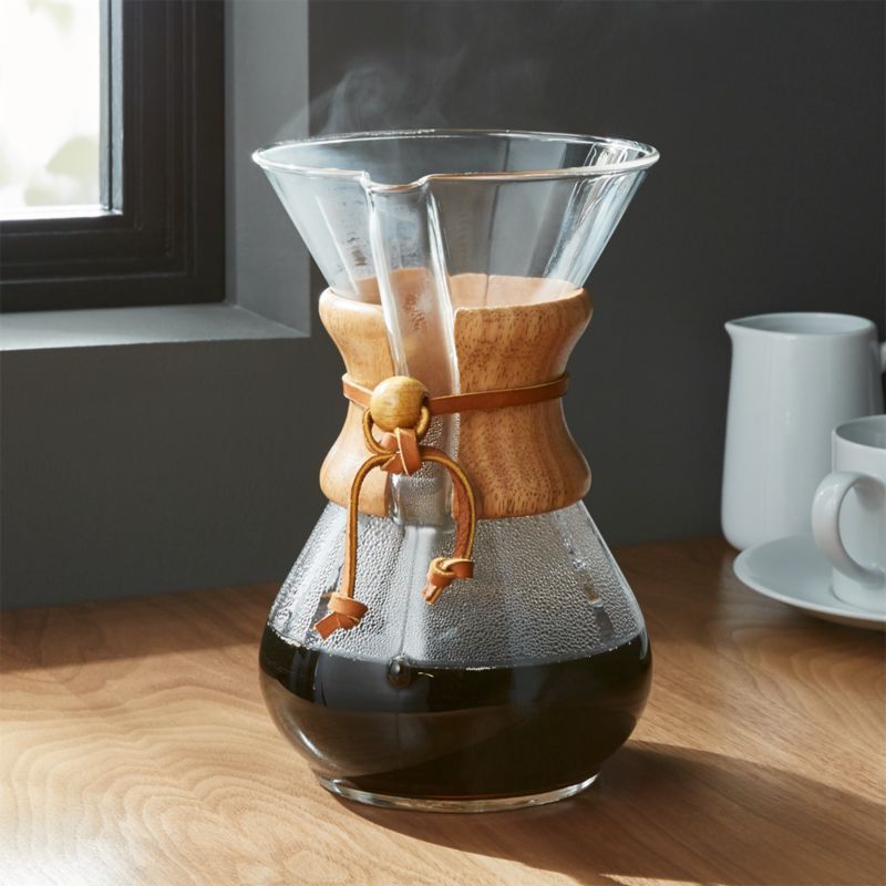 Chemex 6-Cup Glass Pour-Over Coffee Maker with Natural Wood Collar + Reviews | Crate & Barrel | Crate & Barrel
