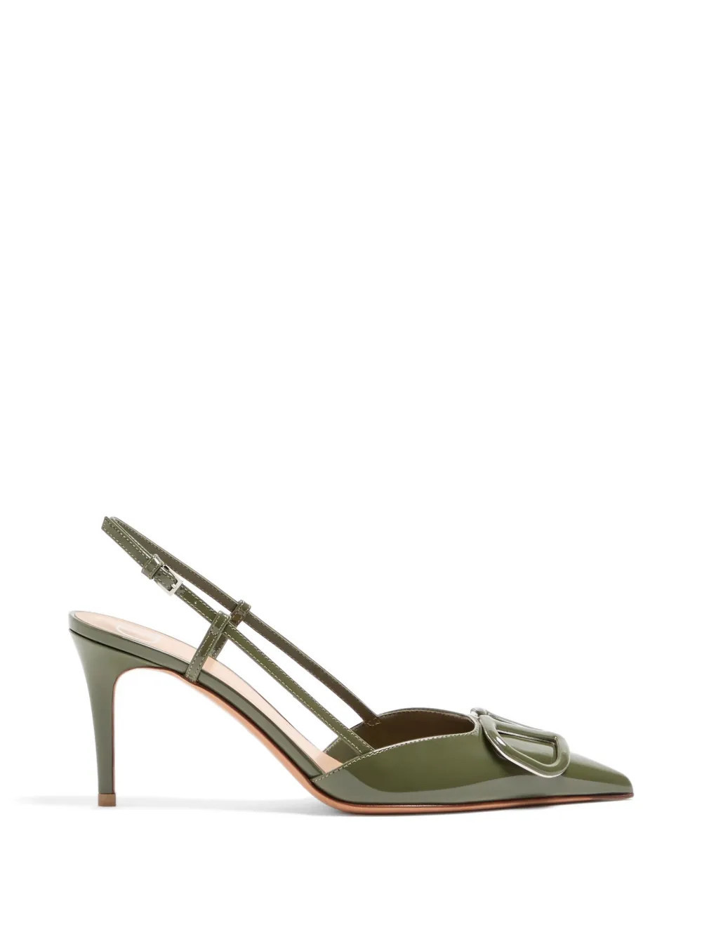 Valentino Garavani VLogo Signature patent-leather slingback pumps 80mm - Green | Farfetch Global