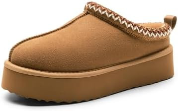 DREAM PAIRS Women's Platform Slippers Genuine Suede Slip-on Warm FuzzyEasy Autumn Winter Fluffy C... | Amazon (US)