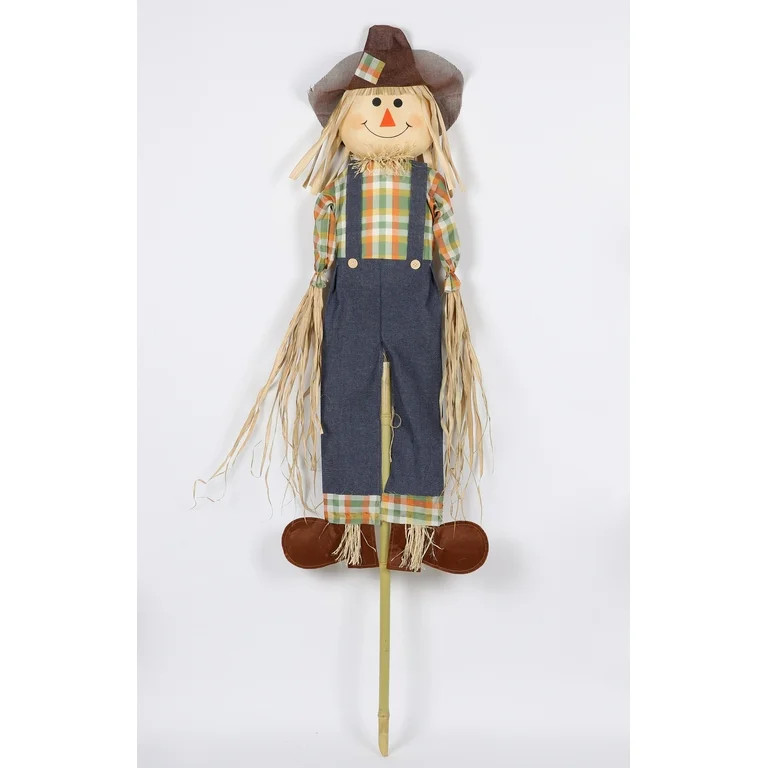 Harvest Scarecrow in Blue Overalls Yard Stake Decor, 60 in, by Way To Celebrate | Walmart (US)