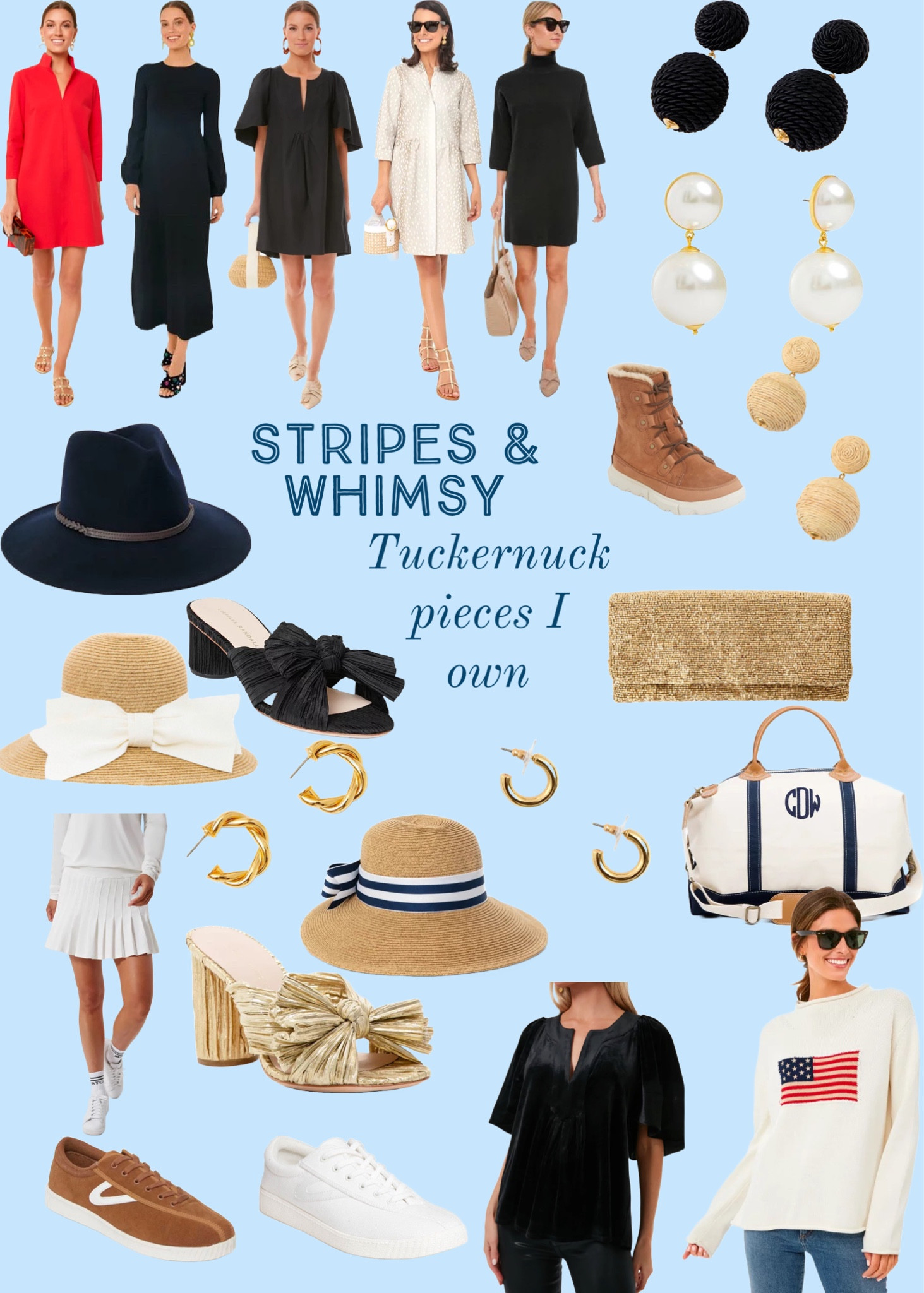 1 of 2: Tuckernuck pieces I own and love! Up to 30% off right now. Sizing details below:
All dresses are tts but I probably could have sized down in short black dress and I did size down in antelope dress (do not if you’re busty). Size up half a size in winter boots. I sized down in velvet shirt. Normal size in flag sweater for an oversized fit. 

#LTKsalealert #LTKCyberweek #LTKstyletip