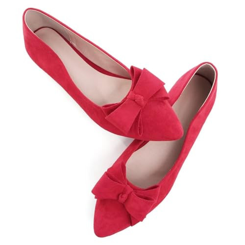 SAILING LU Women's Bow-Knot Pointed Toe Ballet Flats Red Size 8.5 | Amazon (US)