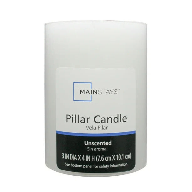 Mainstays Unscented Pillar Holiday Candles, 3x4 inches, White - Walmart.com | Walmart (US)