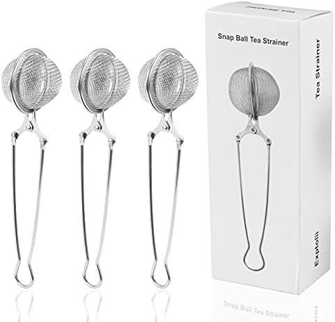 Snap Ball Tea Strainer, Exptolii 3 Pack Stainless Steel Tea Infuser Filter with Handle for Loose Lea | Amazon (US)